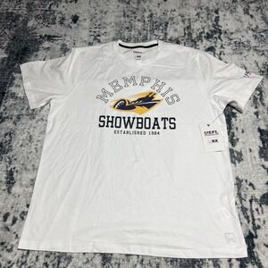 Memphis Showboats MSX Short Sleeve Shirt Men's White New Size XL Michael Strahan